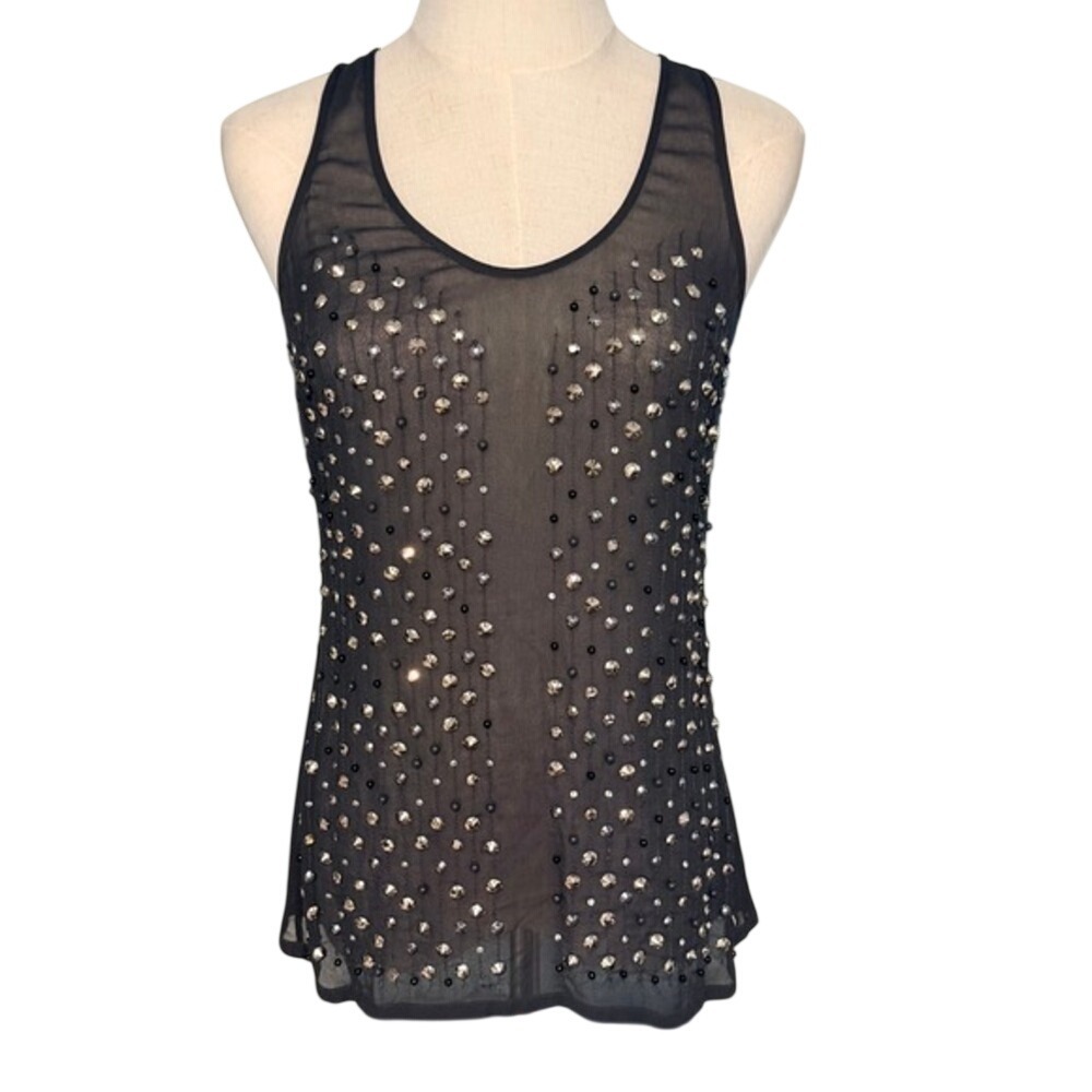 Edgy Studded French Connection Tank Top Womens Sz 2 Black